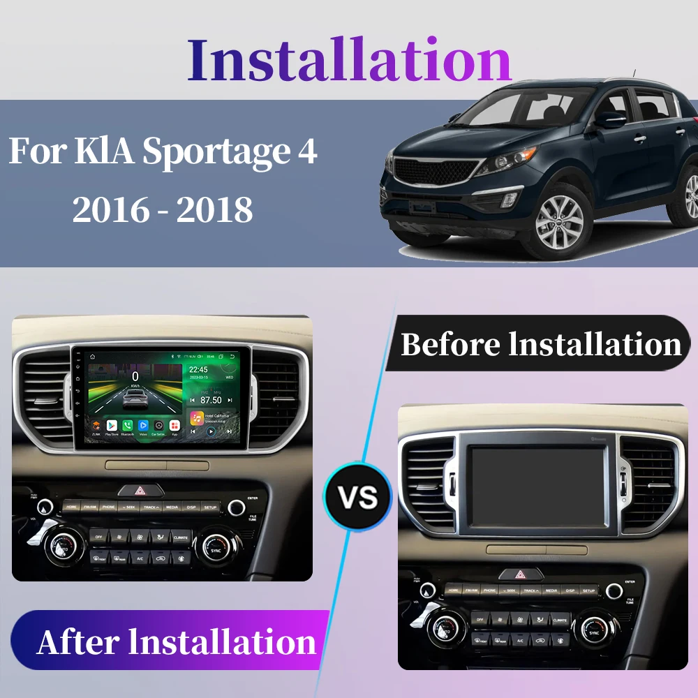 For KIA Sportage 4 2016 - 2018 Car Radio Android Intelligent System Multimedia Player Navigation GPS Carplay Screen Auto Stereo