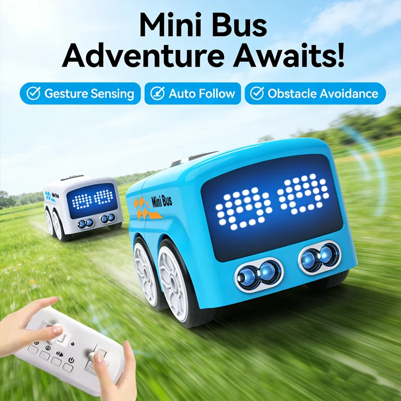 

Умный радиоуправляемый мини-автобус с LED-дисплеем, распознаванием жестов и интерактивным режимом следования, мультяшная машинка-футбольный мяч для детей, развивающий подарок
