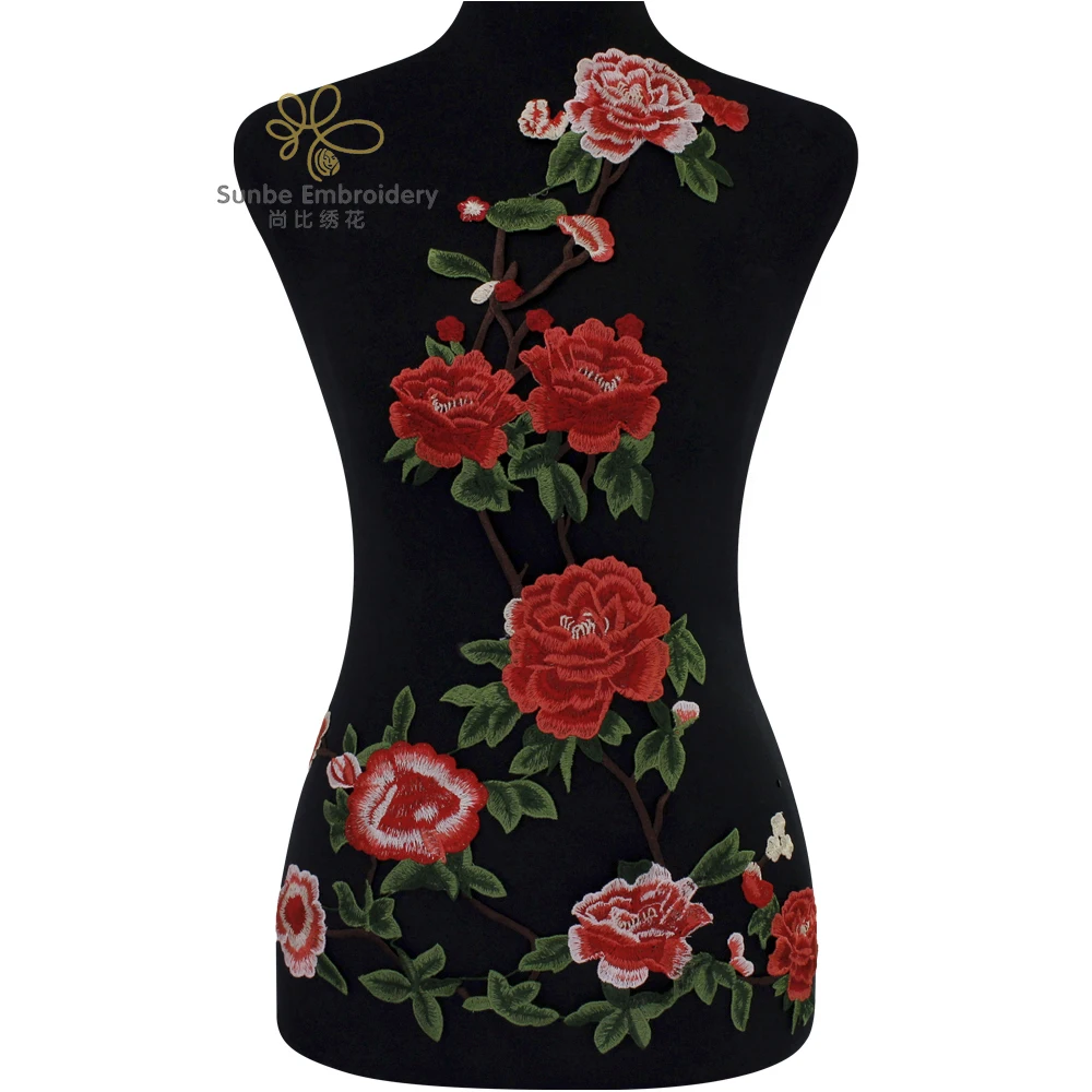 

Large Flower Applique Embroidered Patches Motif Embossed Applique Sew on Dress Decorative