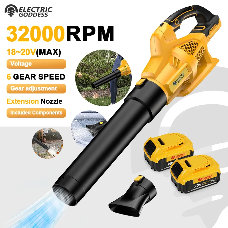 

EG 32000RPM Cordless Electric Snow Air Blower Super Strong Power 6 Gears Leaf Blower Cleaner Garden Tools For Dewalt 20V Battery