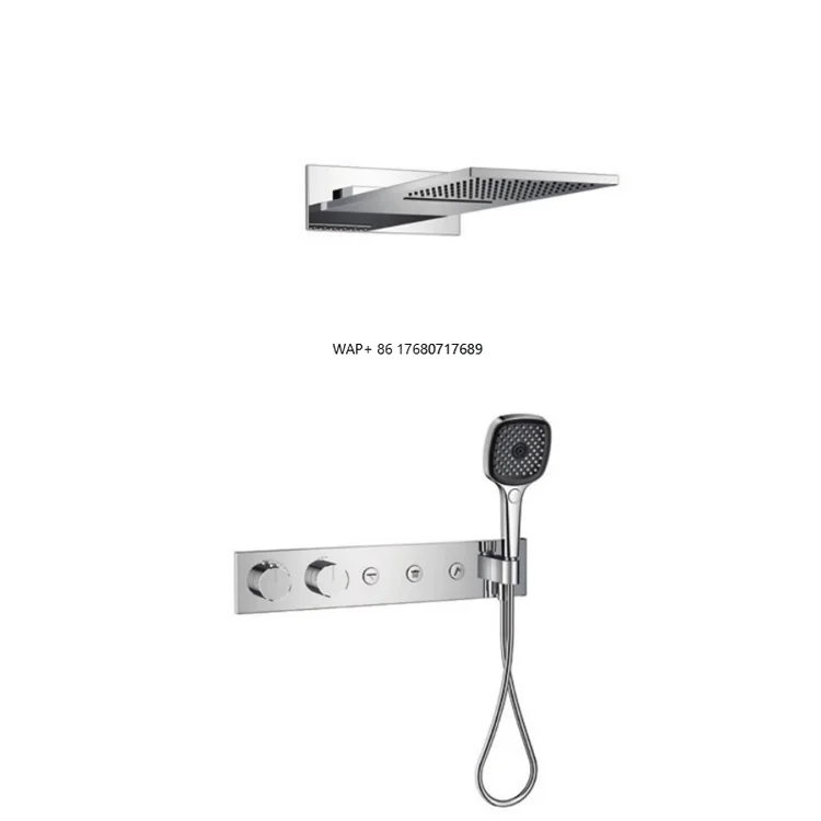 Настенный смеситель для душа, скрытая латунь, серебряная поверхность, душевой набор для ванной комнаты с балансированным клапаном под давлением