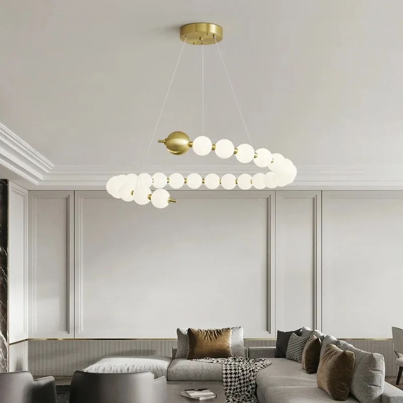 

Italian cream style pendant light, living room light, simple Nordic lighting, light luxury bedroom pendant light