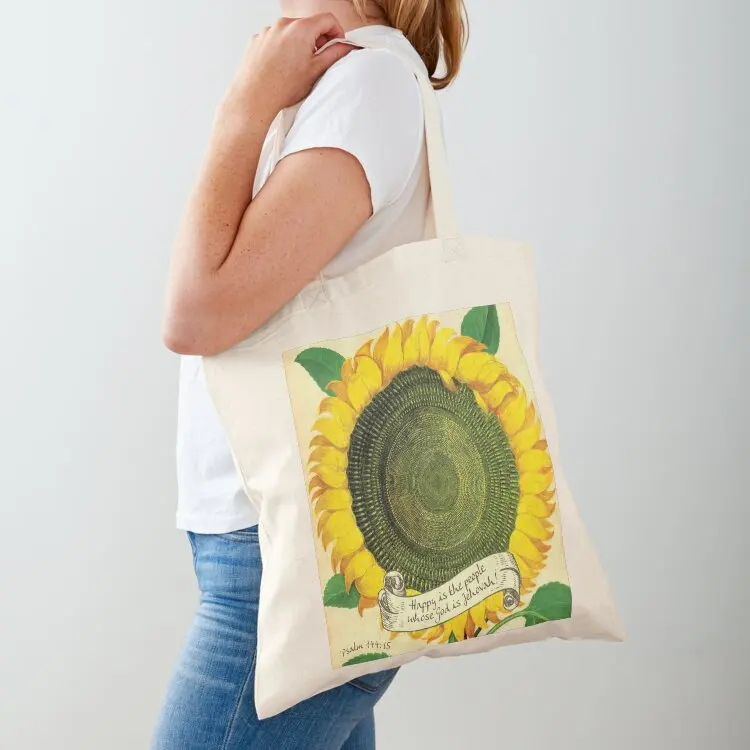 Happy is the people whose God is Jehovah Tote Bag custom fabric bag shoping bag canvas shopping Lady