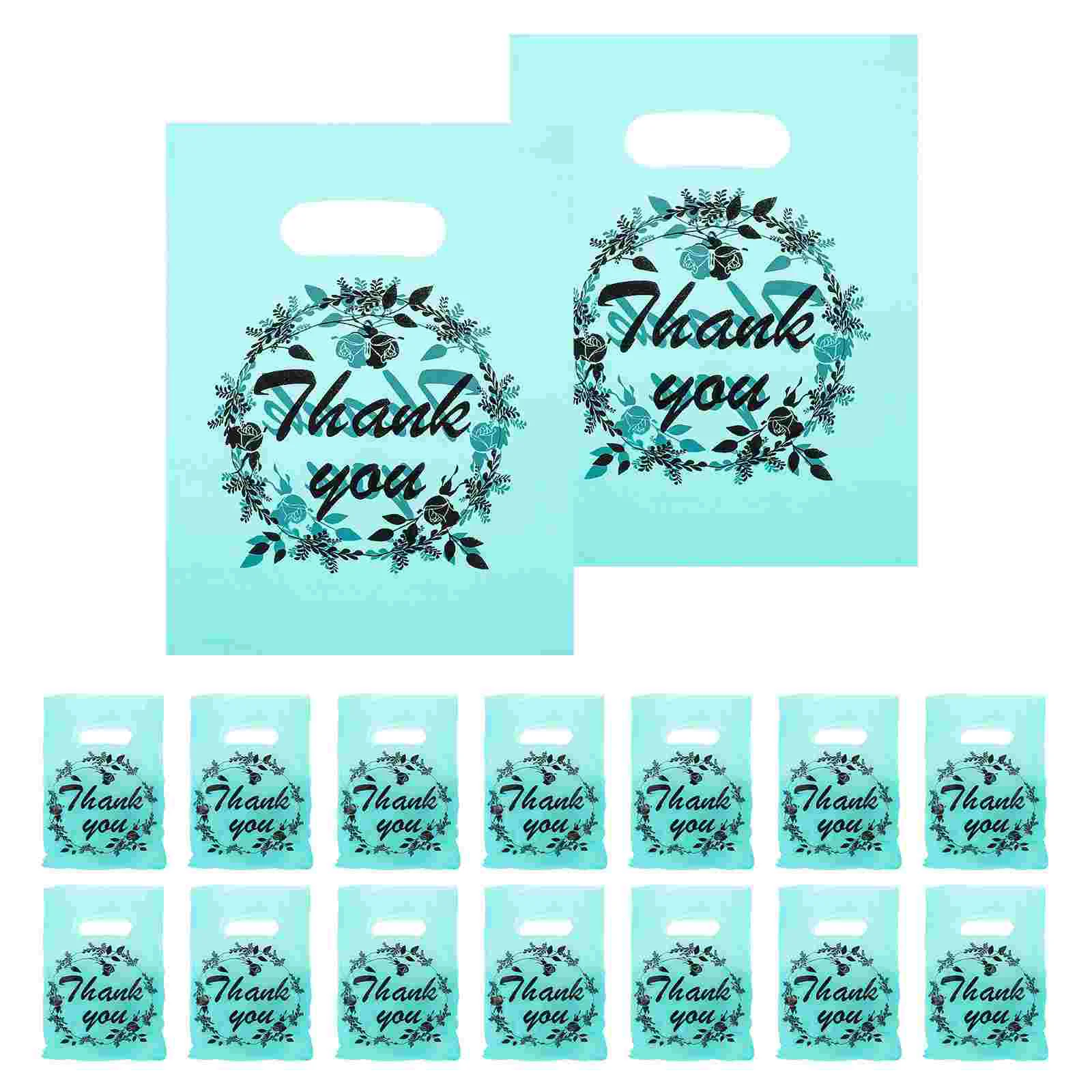 100 Pcs Thank You Merchandise Bag Gift Bags for Thanks Plastic Pvc with Handle Bulk