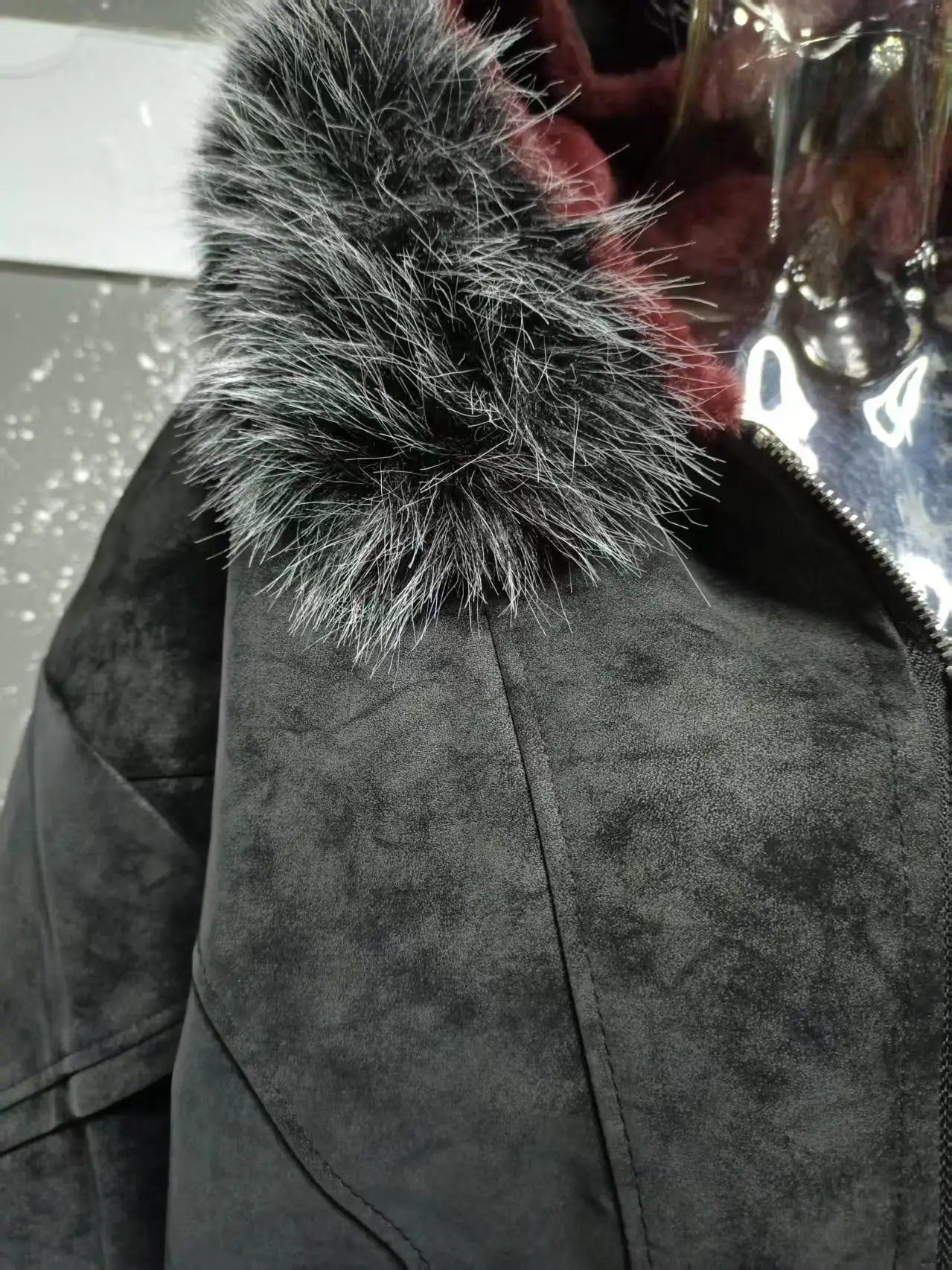 Red Faux Fur Lining PU Leather Winter Coat Man Woman Winter Warm Thicken Fleece Hooded Jacket Padded Coats