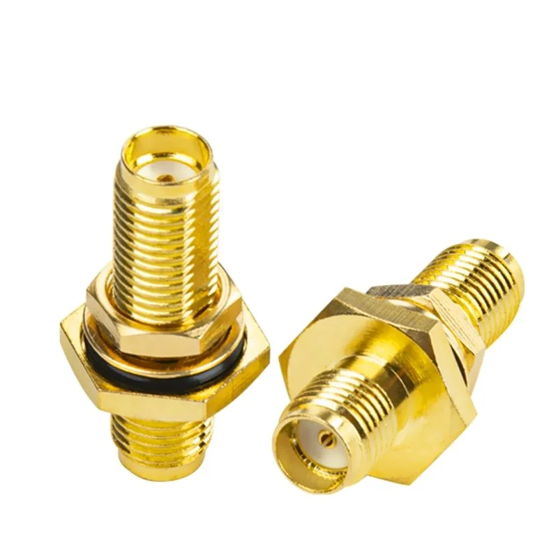 2PCS SMA-KKY waterproof female to female 180° direct adapter through-plate nut fixed industrial grade RF waterproof head New