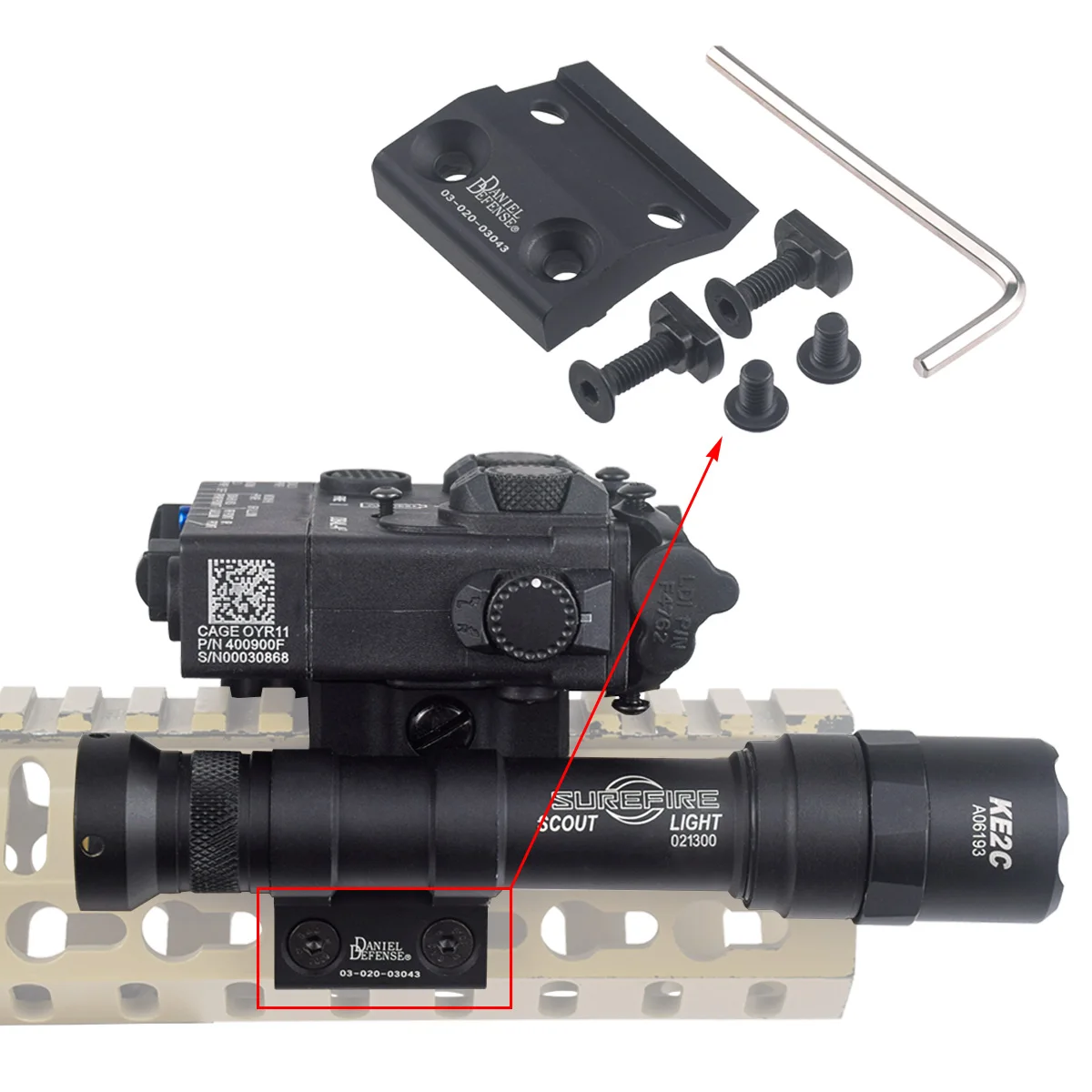 

Tactical Surefire M300 M600 Metal Flashlight LED White Light Weapon Light DD Offset Mount Base Fit Mlok Keymod SMR 20MM Rail
