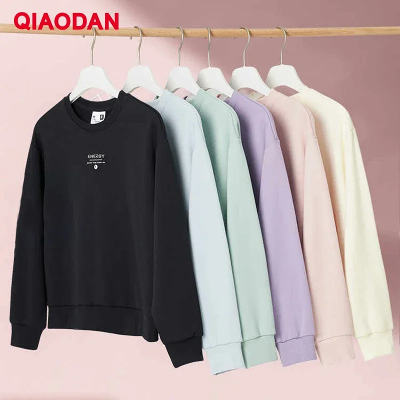 

QIAODAN Round Neck Sweatshirt for Women 2024 Autumn New Women's Loose Casual Breathable Simple Sports Pullover Top XWD32241314A