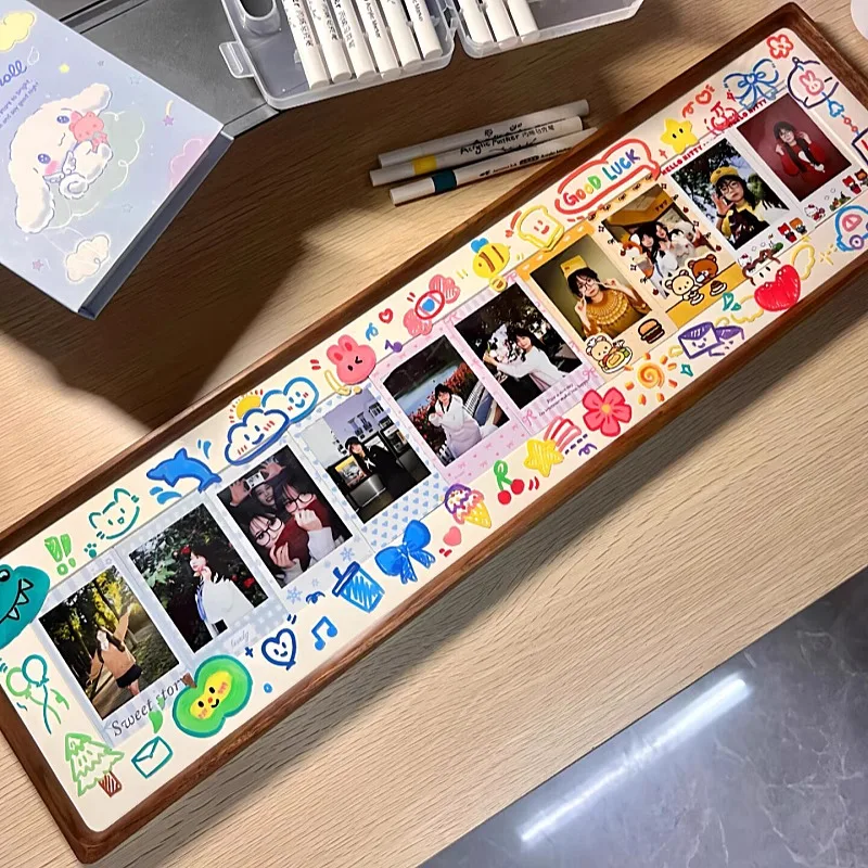 Decor Family 3 Inch 5 Inch Kid Multiple Picture Storage Table Ornament Acrylic Rainbow Photo Paper Wood Photo Frame Holder Table
