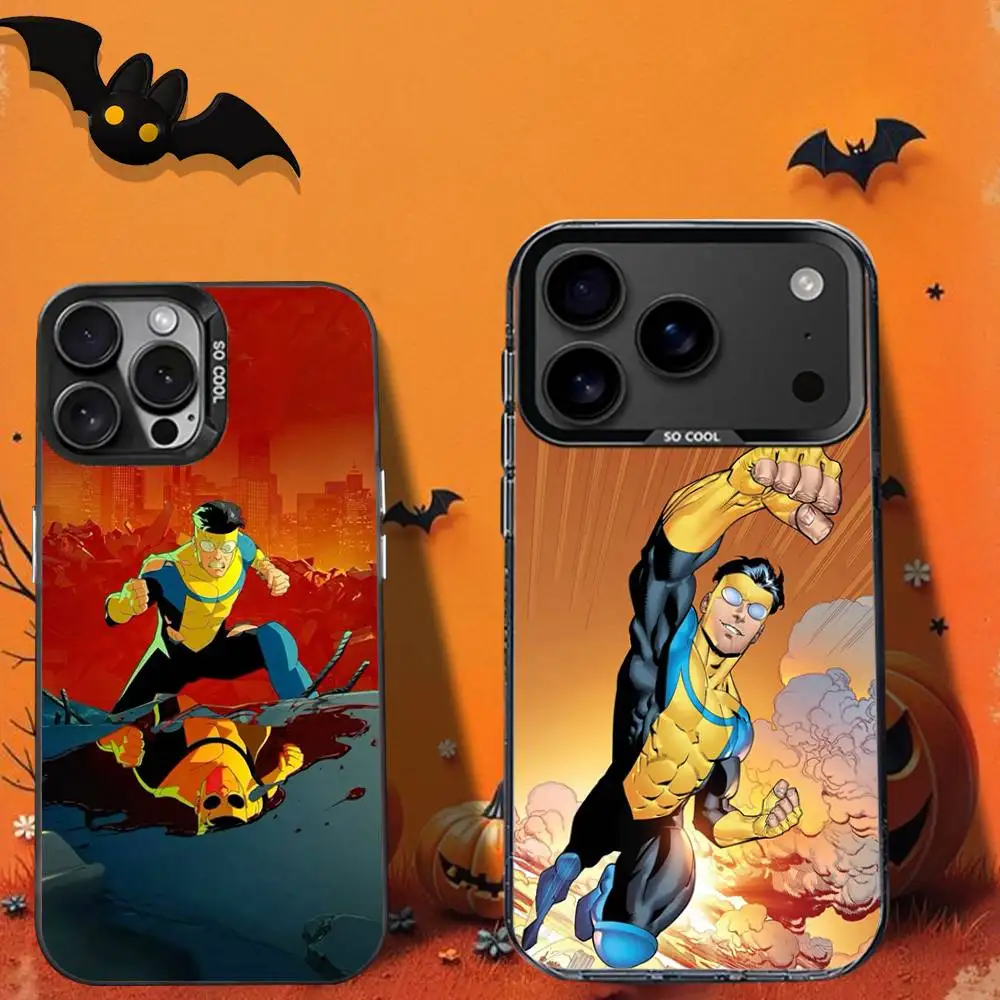 

C-cool I-Invin-cibleS Anime Phone Case For iPhone 16,12,13,17,15,1,11,Mini,Pro,SE,XS,MAX,Black Matte Silicone Cover