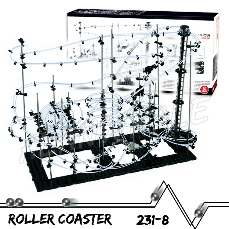 4000cm Rail High Level 8 Challenger Marble Run Roller Coaster Electric Elevator Model Building Boy Sets Rolling ball Sculpture