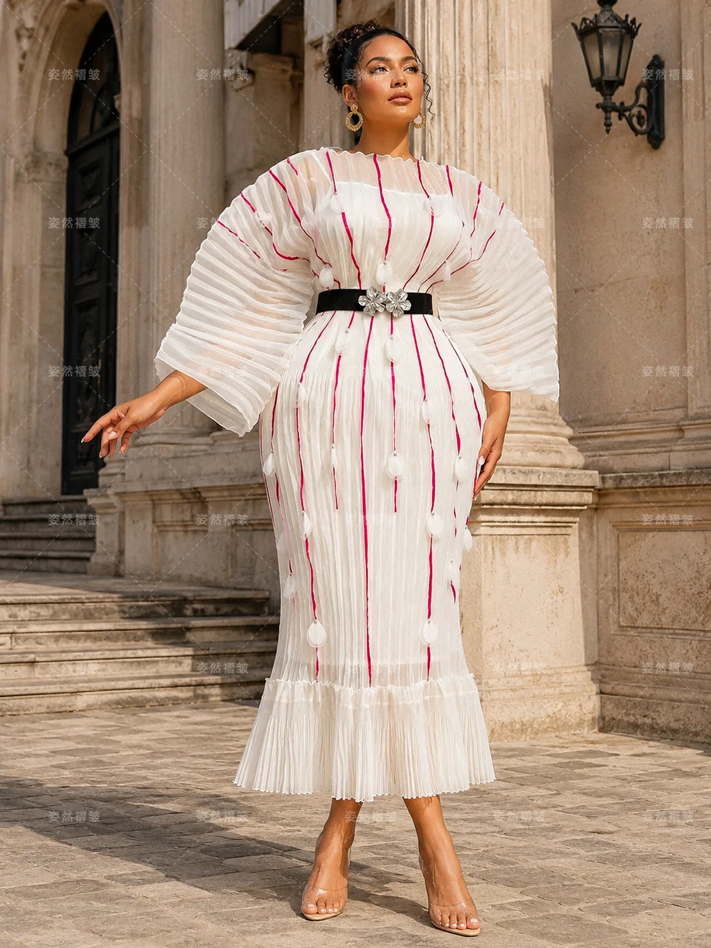 2026 New Waist and Thin Loose Women's Clothing Eugen Yarn Miyake Temperament Pleated Three-dimensional Flower Dress image 5