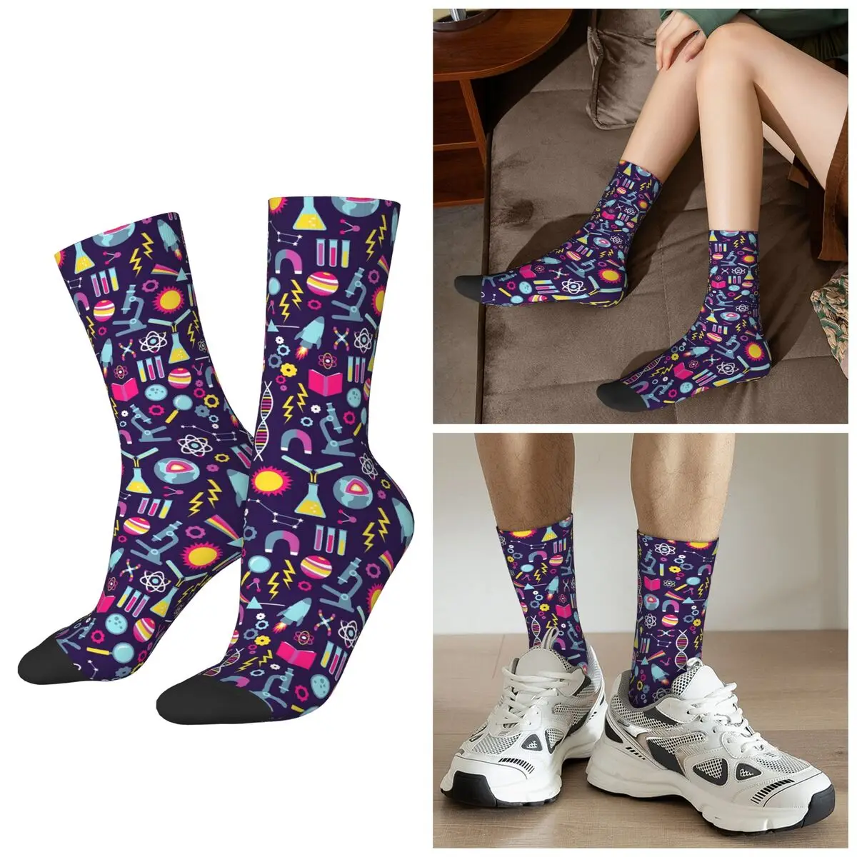 All Seasons Biology And Chemistry Natural Science Socks Harajuku Sport Middle Tube Socks Stockings for Valentine's Day Gifts
