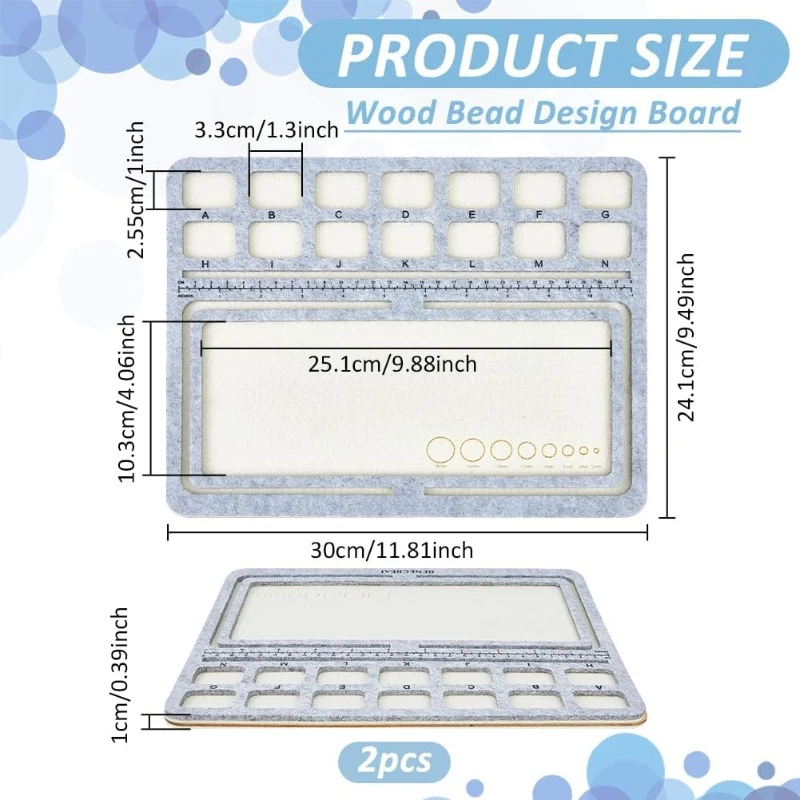 2Pcs Large Hard Back Bead Mats Wood Covered with Felt Wood Bead Design Board Felt Beading Mat Bead Tray with