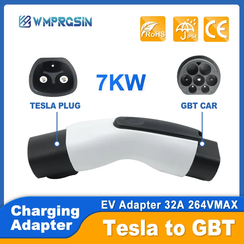 

For GBT car BYD JAC in Mexico national Tesla charging stations Electric Car 250V EV Charger 32A 7KW Tesla To GBT Adapter