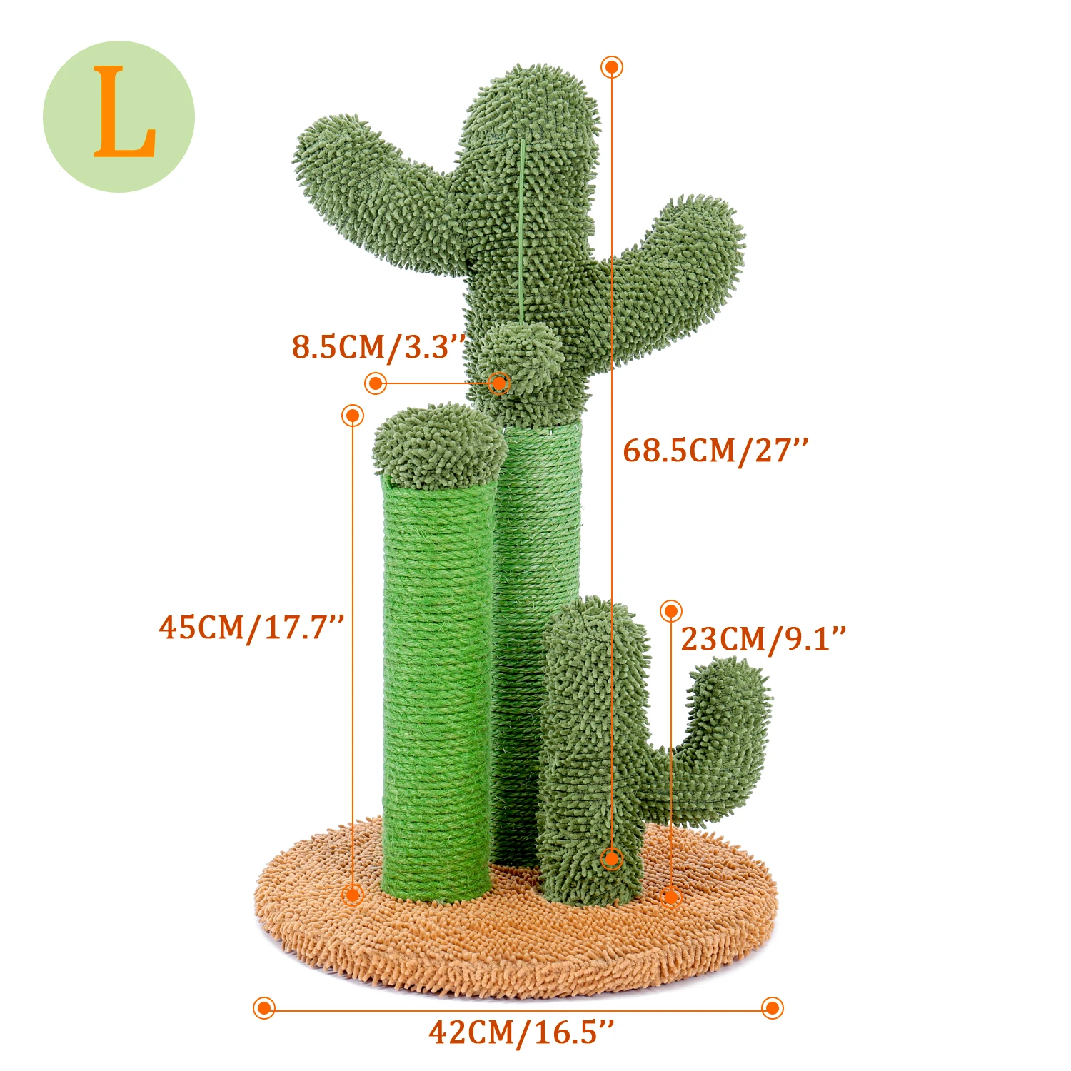 Cat Scratching Post Cactus Cat Scratcher Featuring with 3 Scratching Poles and Interactive Dangling Ball(Banned shein,unable to