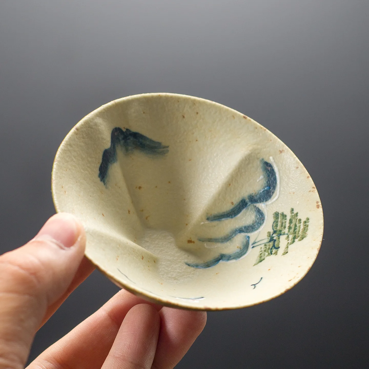 Handmade Pine Green Shadow Gourd Master Tea Cup Set Ceramic Tasting Cup Creative Gift Box Personal Kung Fu Tea Home Office