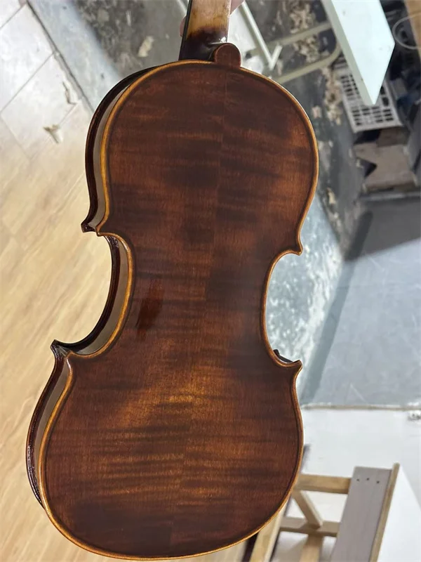 ACTUAL DISPLAY Solid 4/4 Violin w/ Beautiful Flame /Hand Made Musical Instrument w/ Case 4/4 250509-01