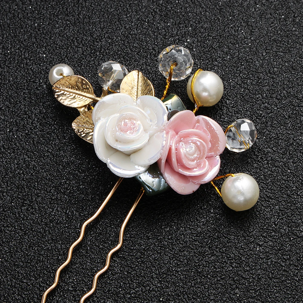 Perle U-förmige Haarspange Gabel Haarschmuck Kopfschmuck Kopfbedeckung Geschenk Hochzeit Braut Haarschmuck Strass Haarnadeln – Detail 6