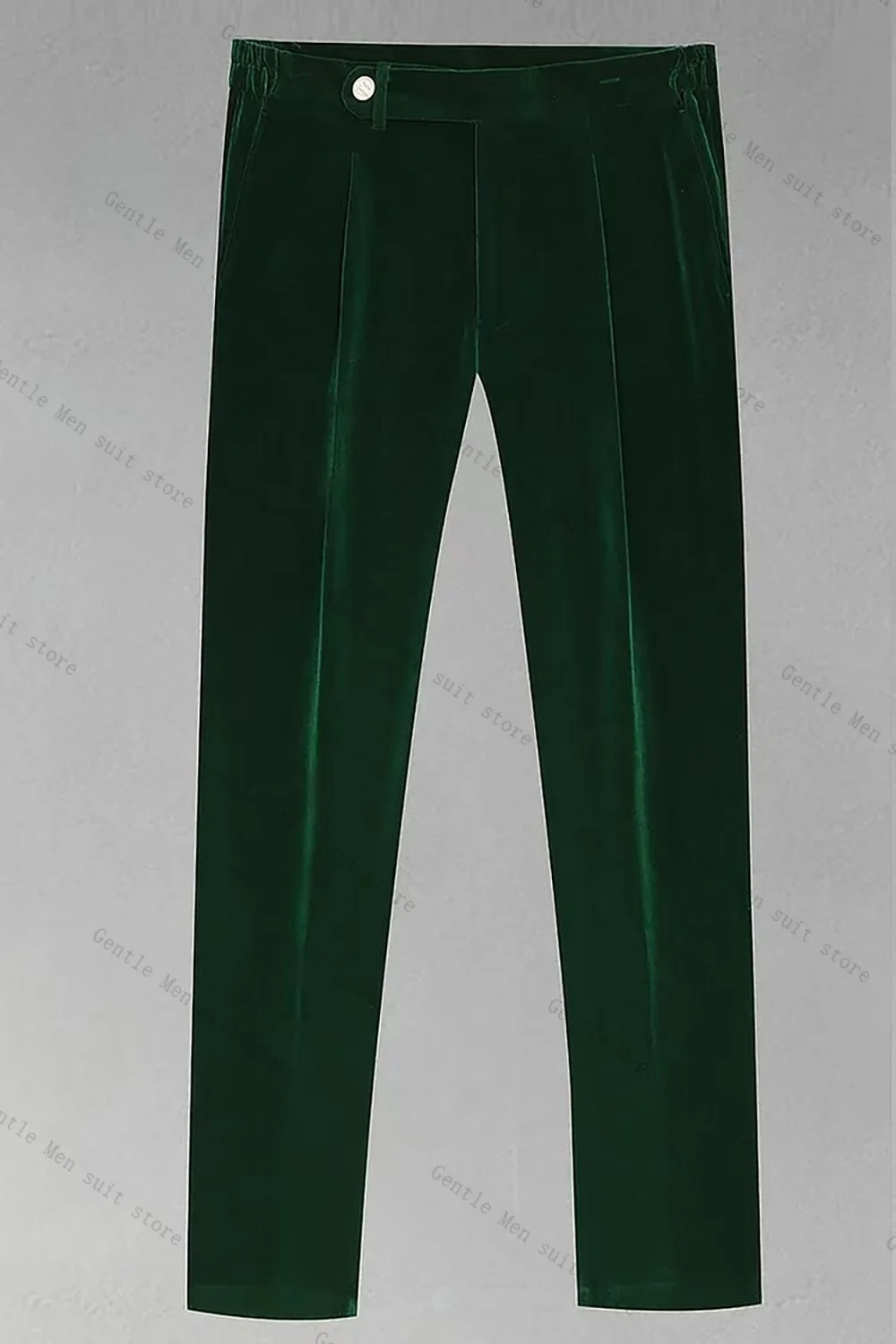 Conjunto de traje de novio verde para hombre, chaqueta de 2 piezas + pantalones, esmoquin de terciopelo para boda de otoño, chaqueta Formal de oficina, abrigo para graduación personalizado