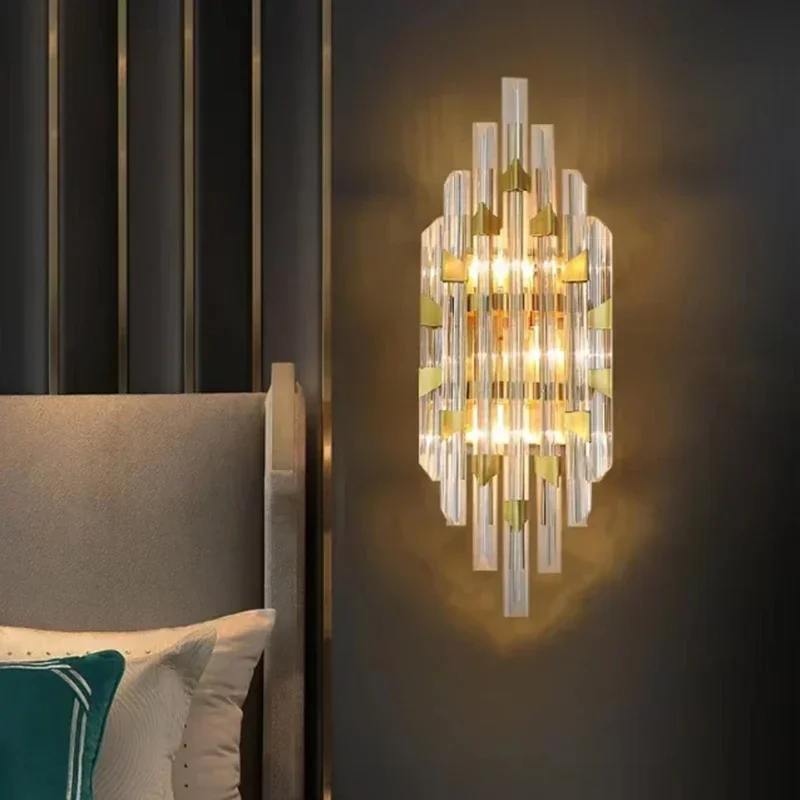 

Modern Modern Crystal Nordic Sconce Kitchen Restaurant Dining Table Bedroom Bedside Led Lights Indoor Luxury Wall Lamps For Room