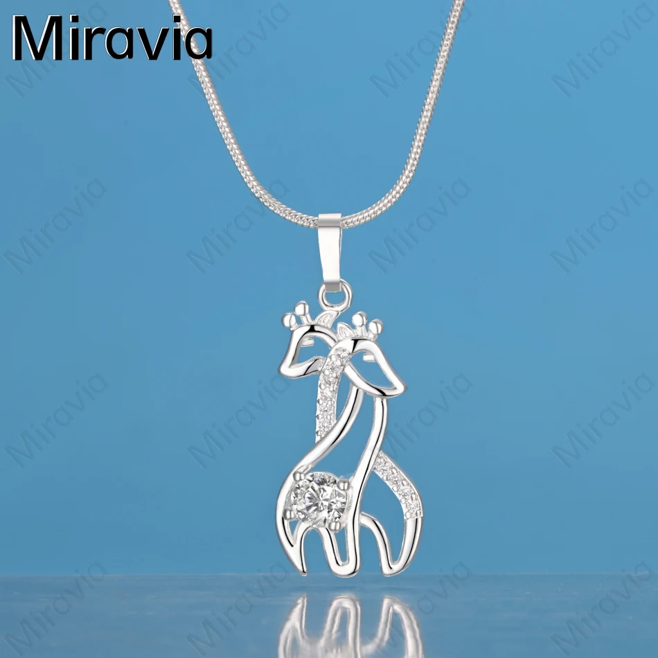 

Miravia 925 Sterling Silver Deer Hollowed-Out Zirconia Pendant Necklace - Simple And Elegant Everyday Jewelry
