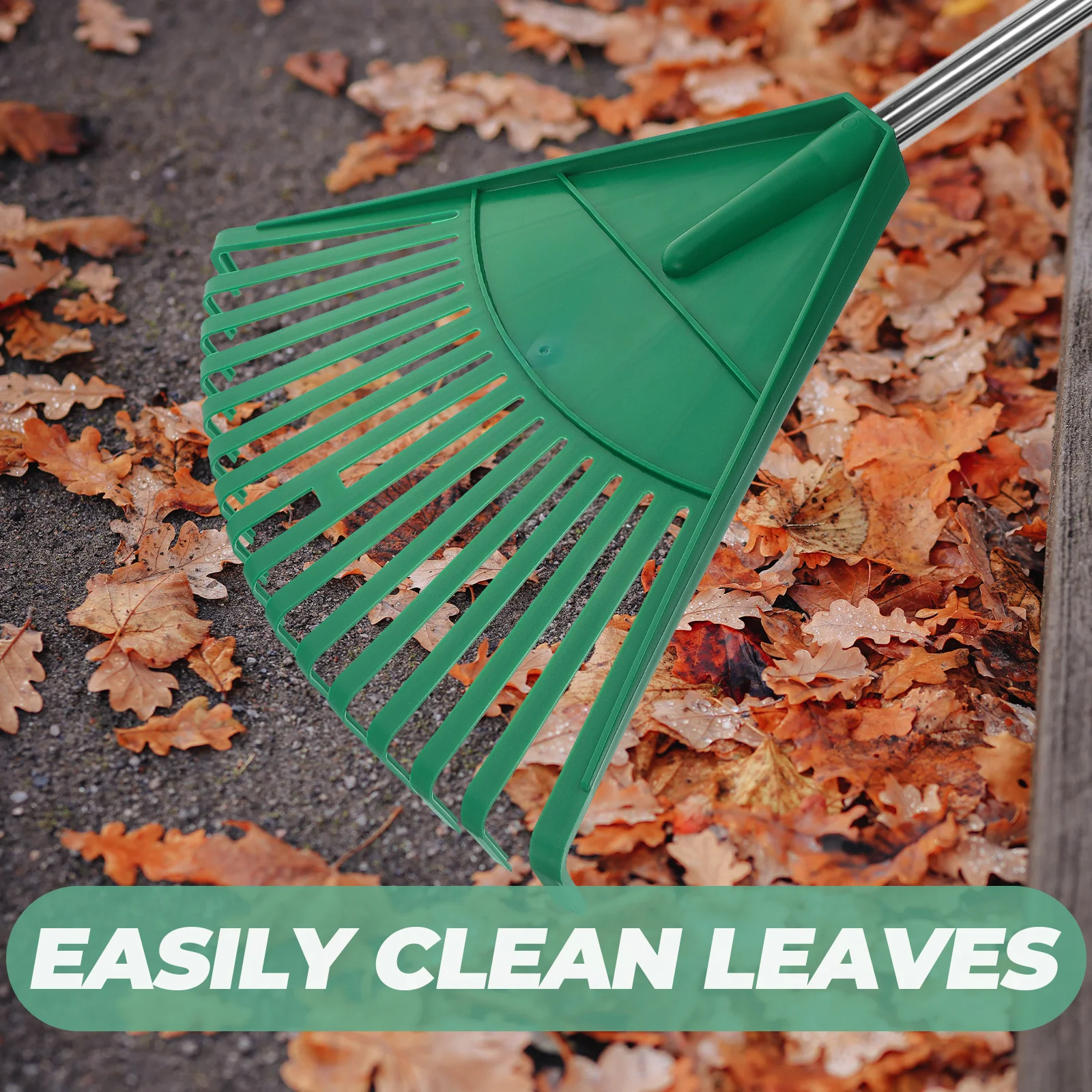 

Garden Leaf Rake Hand Tool Green Small Lightweight Plastic Shrub Rake for Leaves Debris Grass Clipping Under Hedges Saves Time
