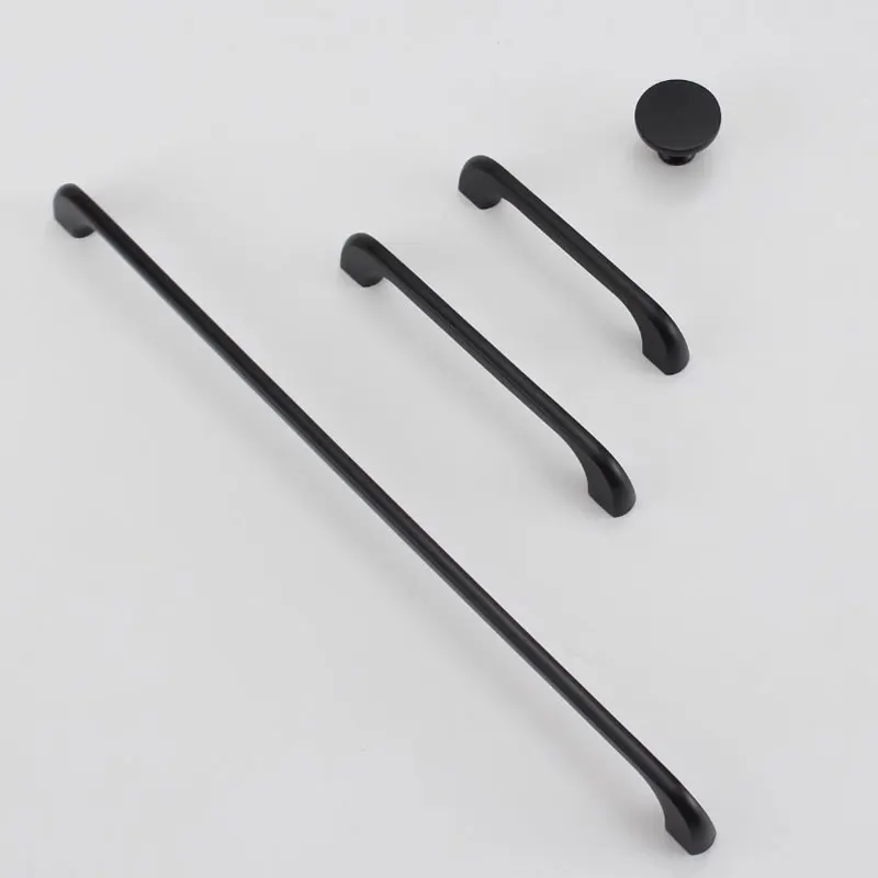 Black Grey Round Drawer Knobs Cabinet Handles Longer Wardrobe Pulls Modern Minimalist Kitchen Accessories Furniture Hardware