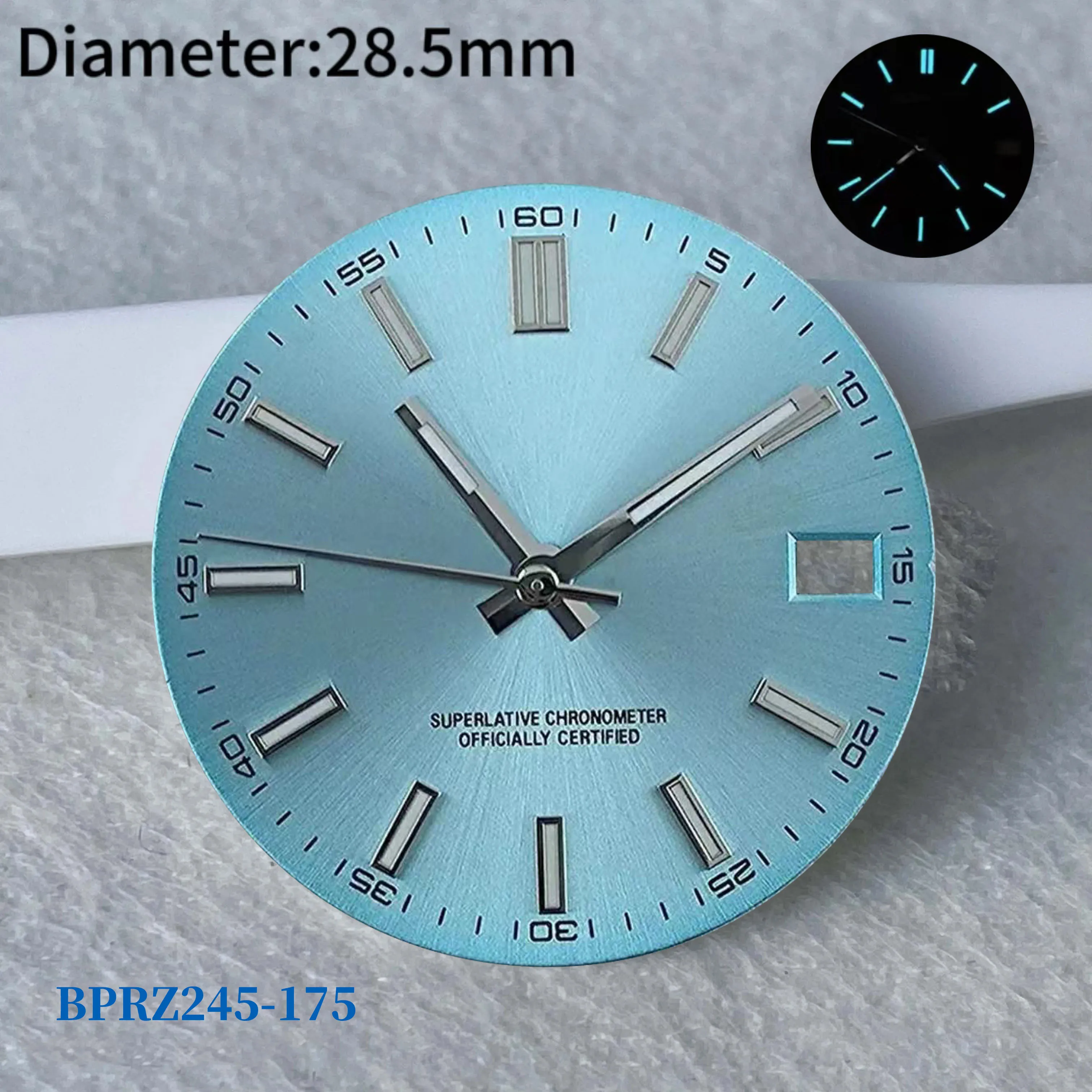 28.5mm Blue Light Date Hot Selling Single Calendar S Logo Dial Set nh dial 35 dial Automatic Movements 29mm Blue Black s Dial