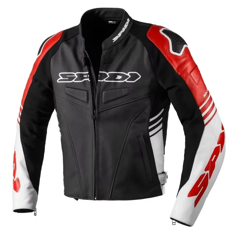 

2025 New Style Spidi Track Warrior Leather Motorcycle & Auto Racing Jacket In Red
