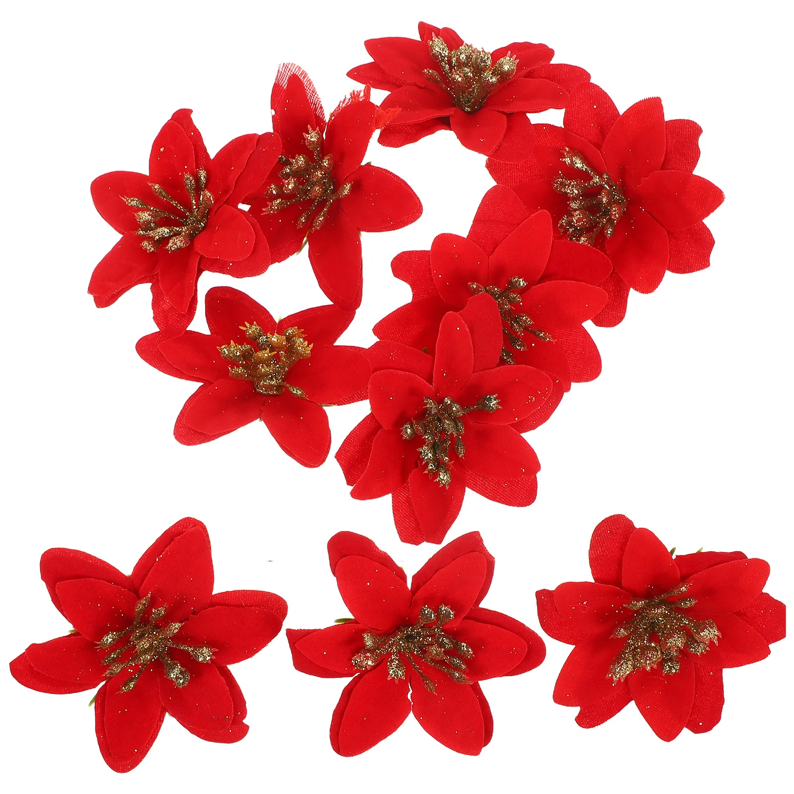 

10pcs Christmas For Home Xmas Fake Decor Party Xmas Simulation Flower Decor Garlands Decoration Simulation Flower