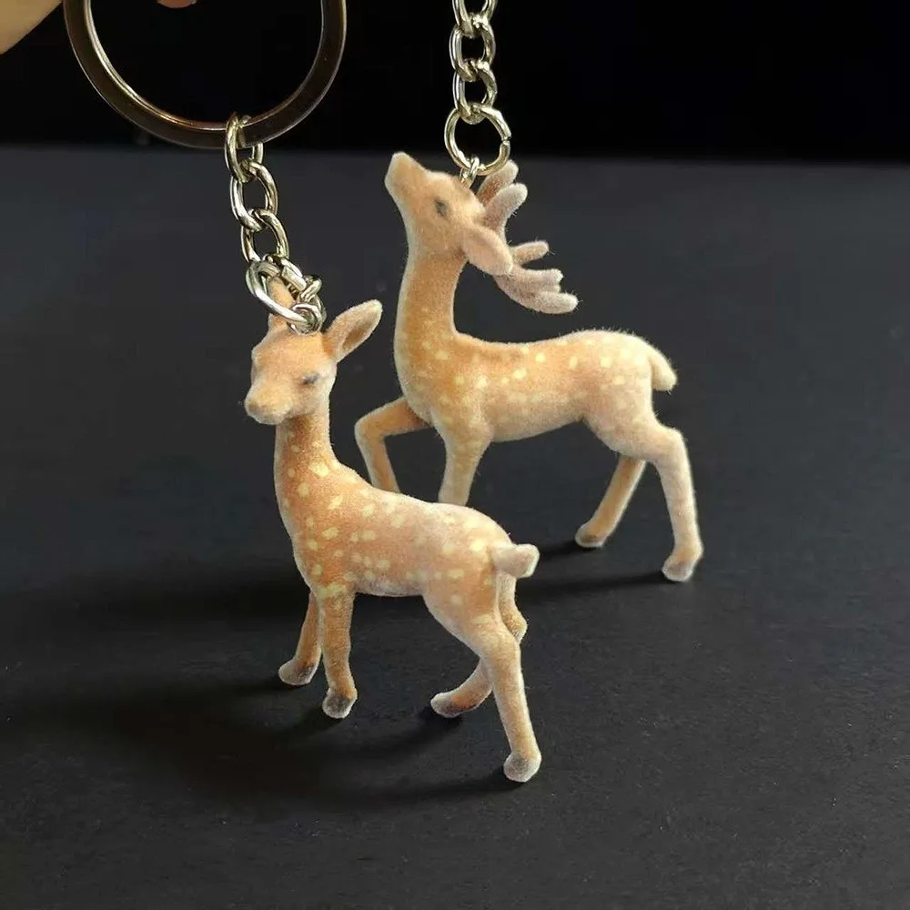 3D Design Christmas Elk Fluffy Texture Sika Deer Style Phone Charms Kawaii Style Pendant Style Deer Keychain Christmas Gift