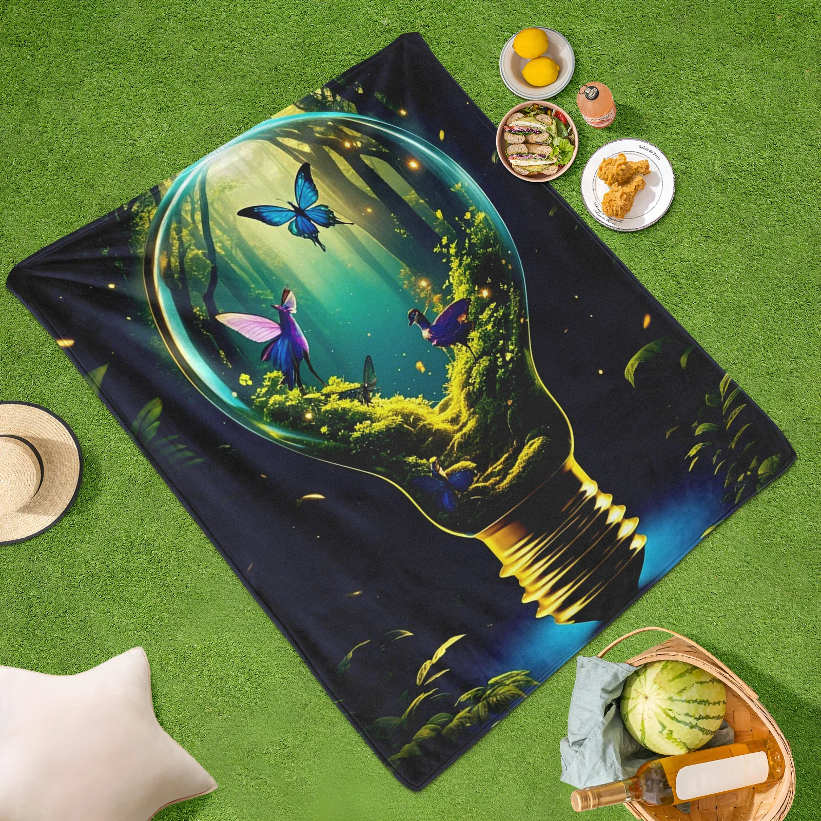 Light Bulb Forest Butterfly Blanket With Creative Design For Outdoor Adventures And Nature Inspired Enthusiasts Seeking Unique