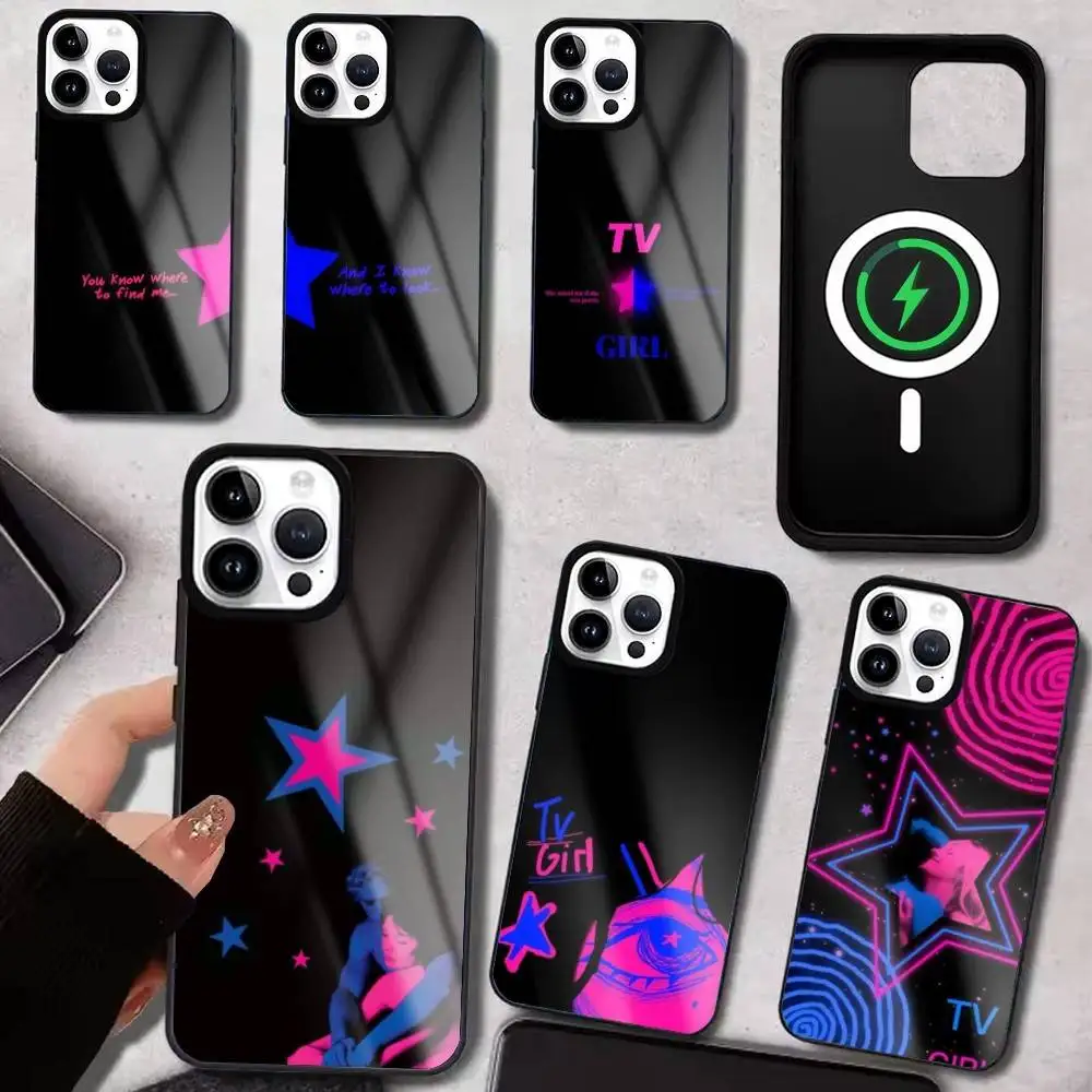 

Hot popular Band T-TV Girl Phone Case For IPhone17 16 15 14 13 12 11 Plus Pro Max Plus Wireless Charger Cover Funda