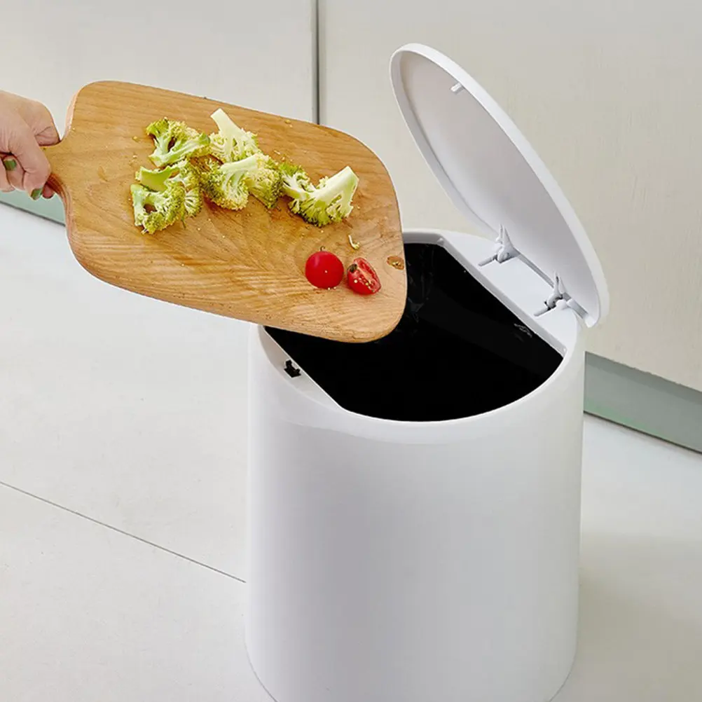 

8-литровое мусорное ведро с прессованным верхом, современный дизайн, пластиковый контейнер для отходов для кухни, ванной, спальни, дома, для хранения мусора