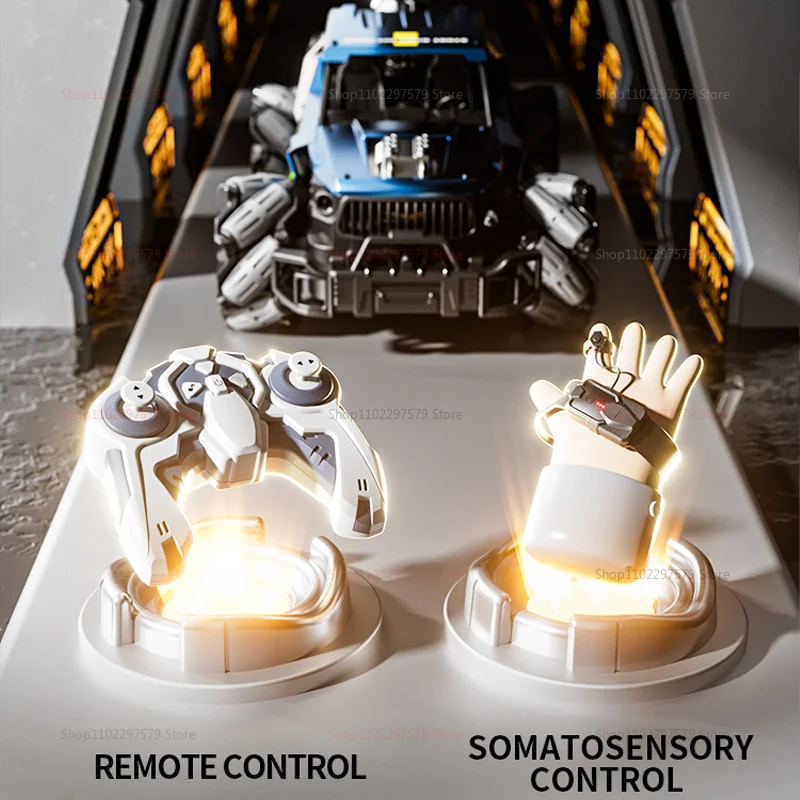 Samochód RC terenowy 4WD z metalowymi elementami, światłami, funkcją driftu, efektami dźwiękowymi i świetlnymi, sterowany gestami, zdalnie sterowany 2.4G, zabawka dla dzieci i dorosłych, idealny na prezent.