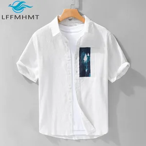 356 Summer Fashion Men Short Sleeve Casual Shirt High Quality Chic Patchwork Breathable Casual Loose Fresh Style Streetwear Tops