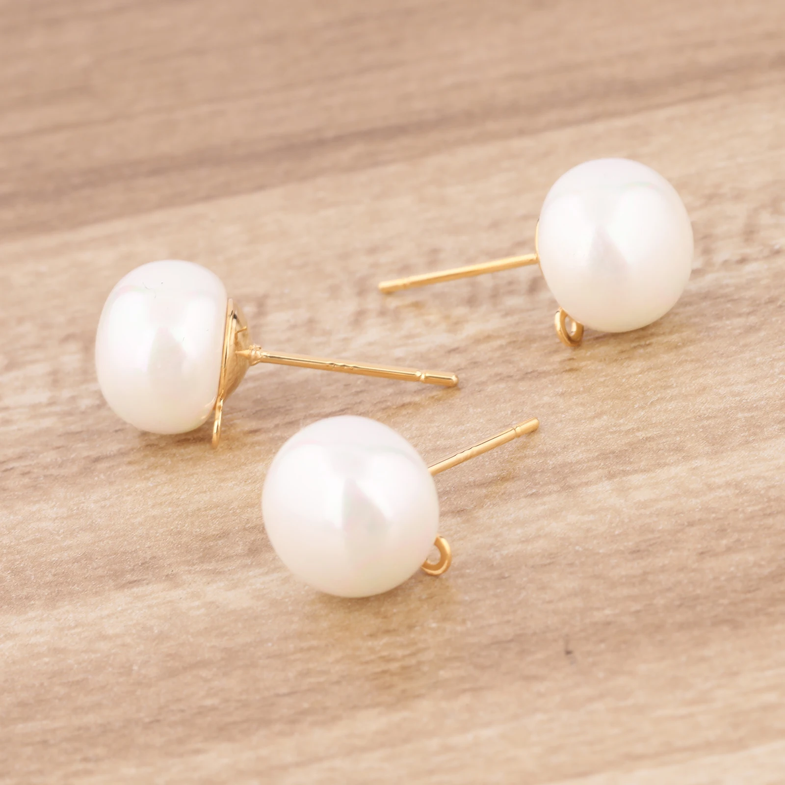 10 قطعة النحاس الأبيض K مطلية بالذهب اللؤلؤ القرط آخر ترصيع مع حلقة أقراط ذاتية الصنع موصلات لمستلزمات صناعة المجوهرات