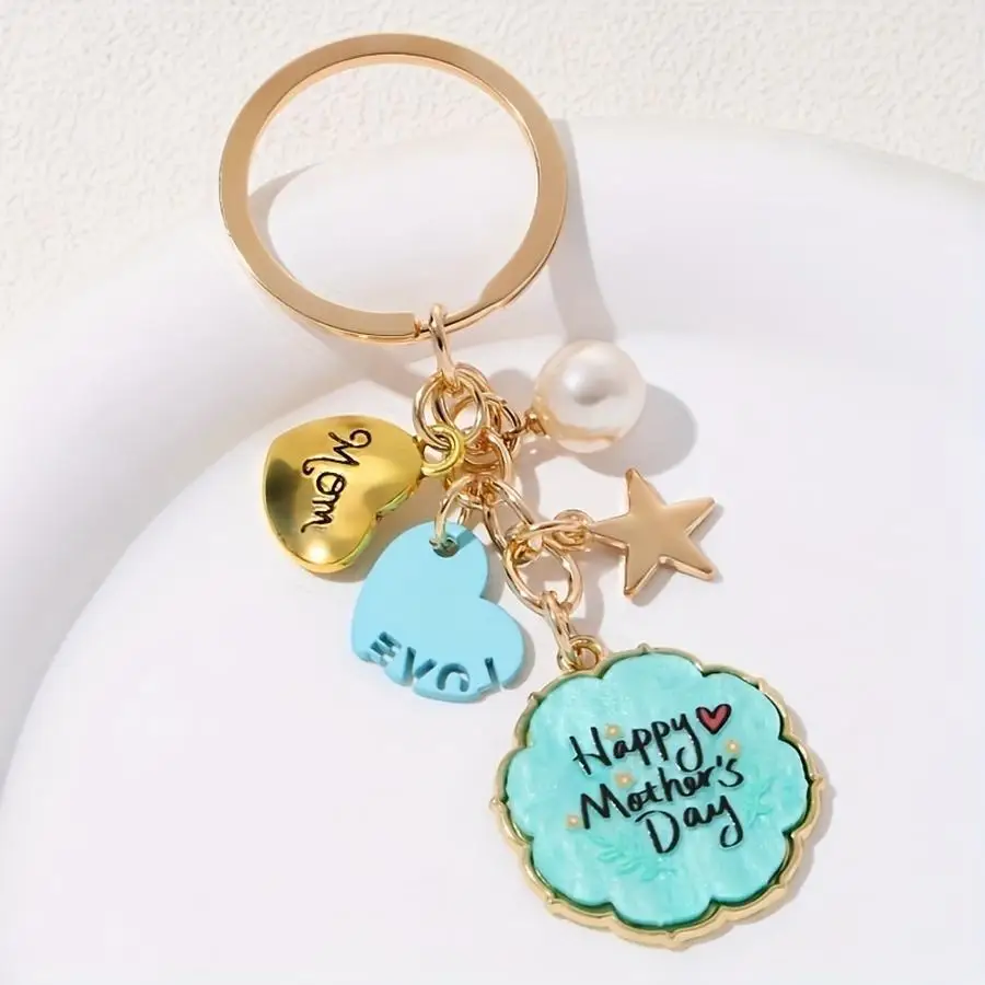 1/5/10/20/50/100pcs Heart Flower Round Preal Keychain for Mom Mothers' Day Gift Mixed Color Mini Items Daughters Friends Small G