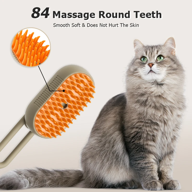 3 in 1 Steamy Pet Dog Brush Cat Steam Brush Electric Spray Cat Hair Brush Comb Massage Pet Grooming Tool Loose Hair Supplies image 3