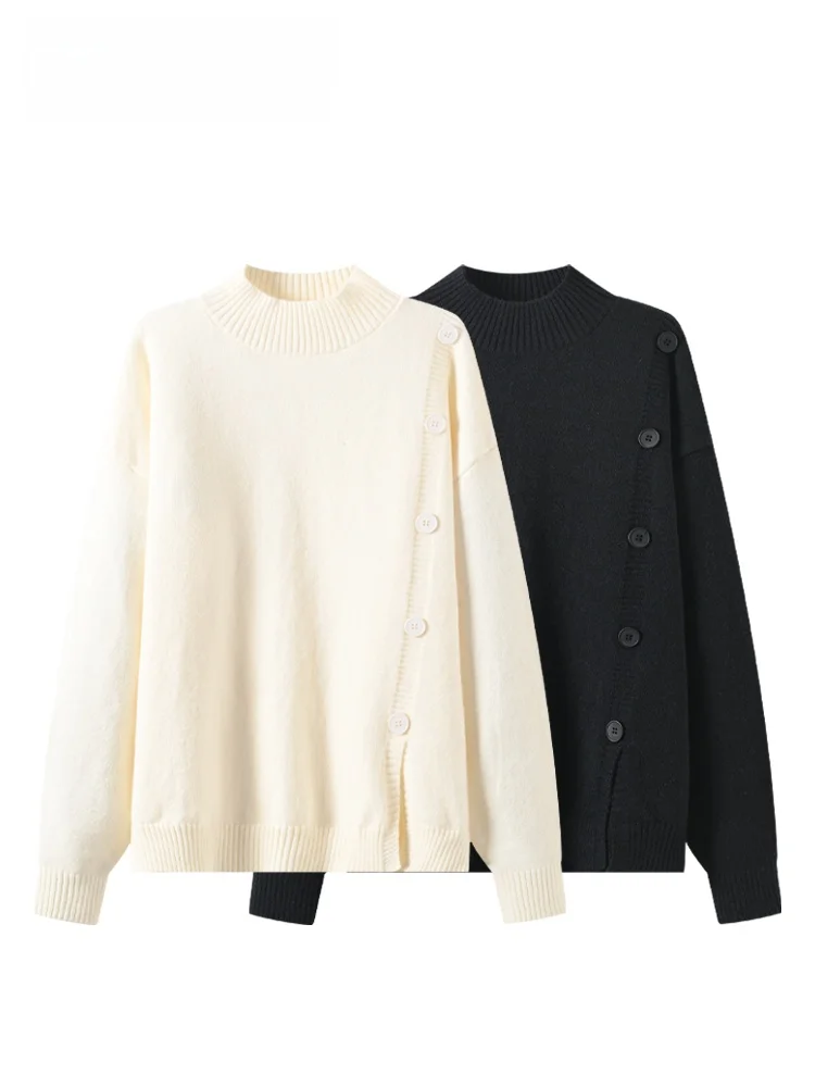 

Loose Fit Long Sleeve Knitwear High Collar Casual Style Winter New plus Size Women's Inner Wear Korean Style Polyester Fiber