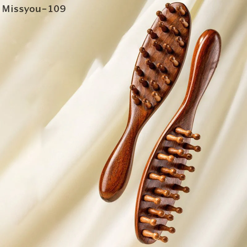 Natural Sandalwood Meridian Comb With Long Handle – 22-Tooth Multi-Functional Massage Comb