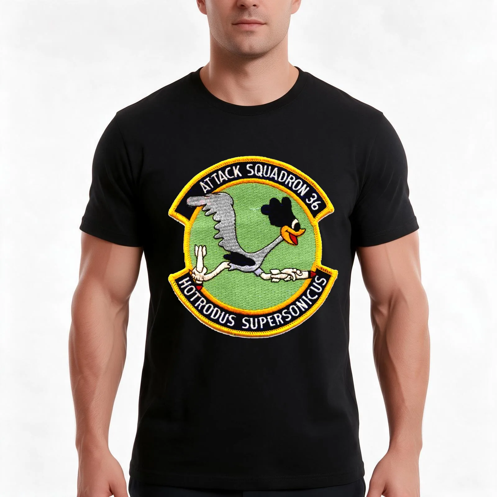VA-36 Roadrunners Alternate Patch T-Shirt, Summer Casual Cotton Tee, Oversized Streetwear Tops, Vintage Graphic Print