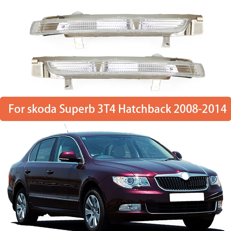 Rearview Mirror Turn Signal Light White For Skoda Superb 3T4 Hatchback 2008 2009 2010 2011 2012-2014 Reverse Mirror Edge Light
