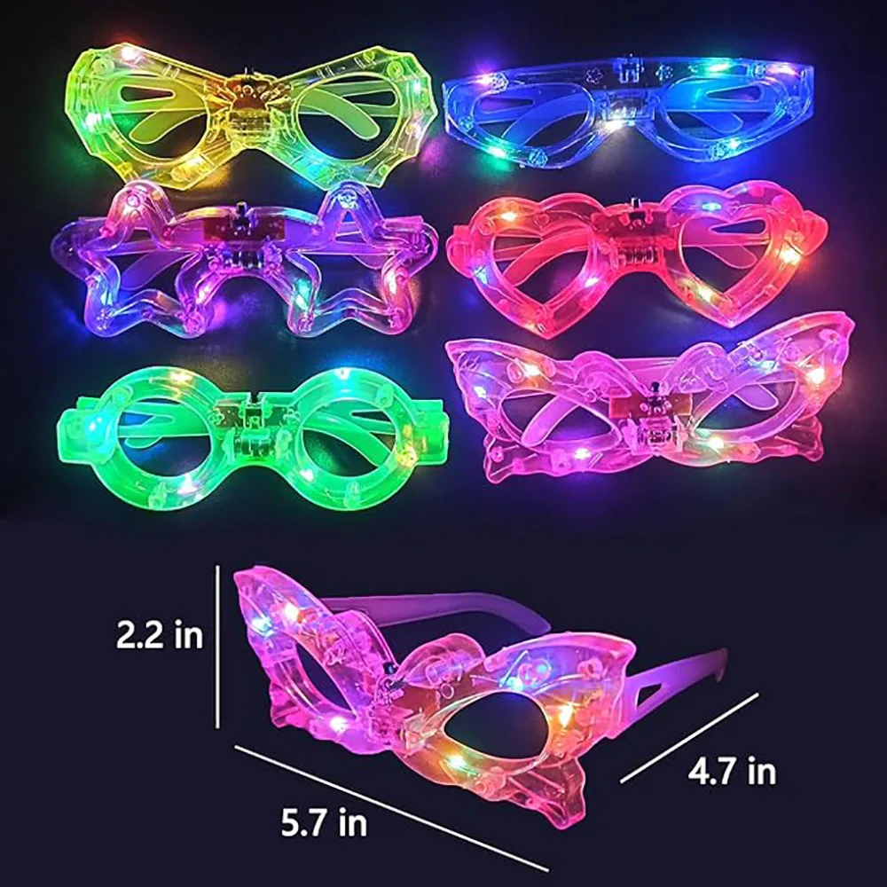 12/24/36Pcs LED Light Up Glasses Glow In The Dark Glasses Neon Party Sunglasses for Kids Adults Birthday Christmas Party Decor