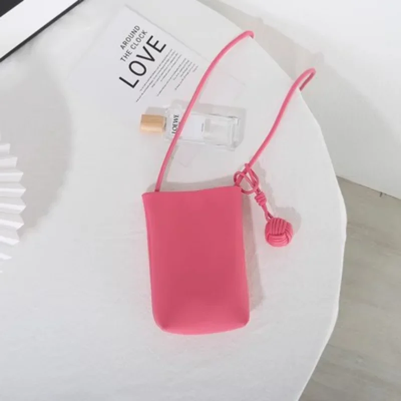 Candy Color Fashion All-match Soft Leather Mini Phone Bag Ladies Daily Cute Single Shoulder Crossbody Bag Key Coin Lipstick Bag