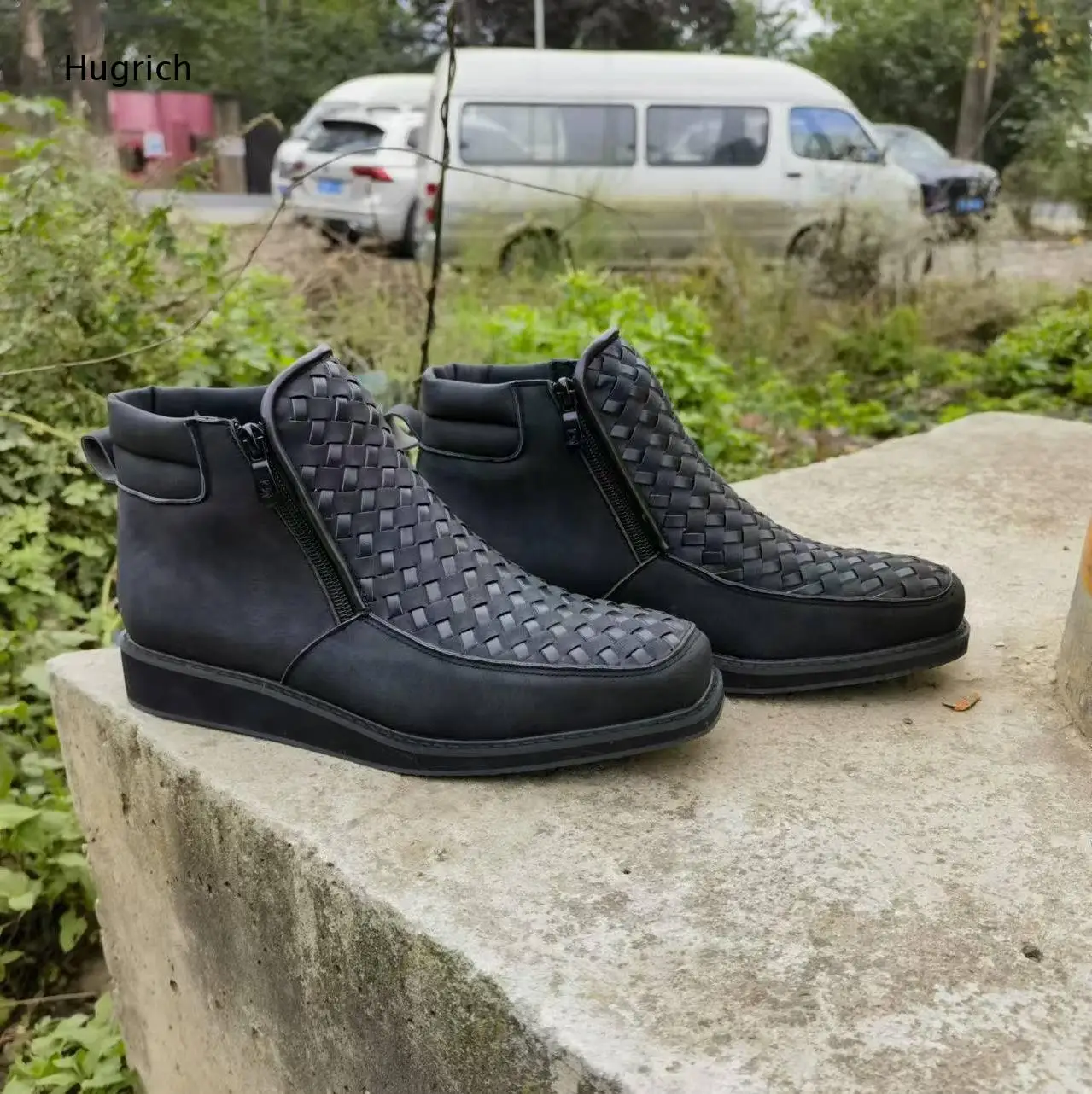 Two-Tone Side Zipper Ankle Boots Contrast Stitch White On High Top Casual Boots for Daily Street Outdoor Outfits