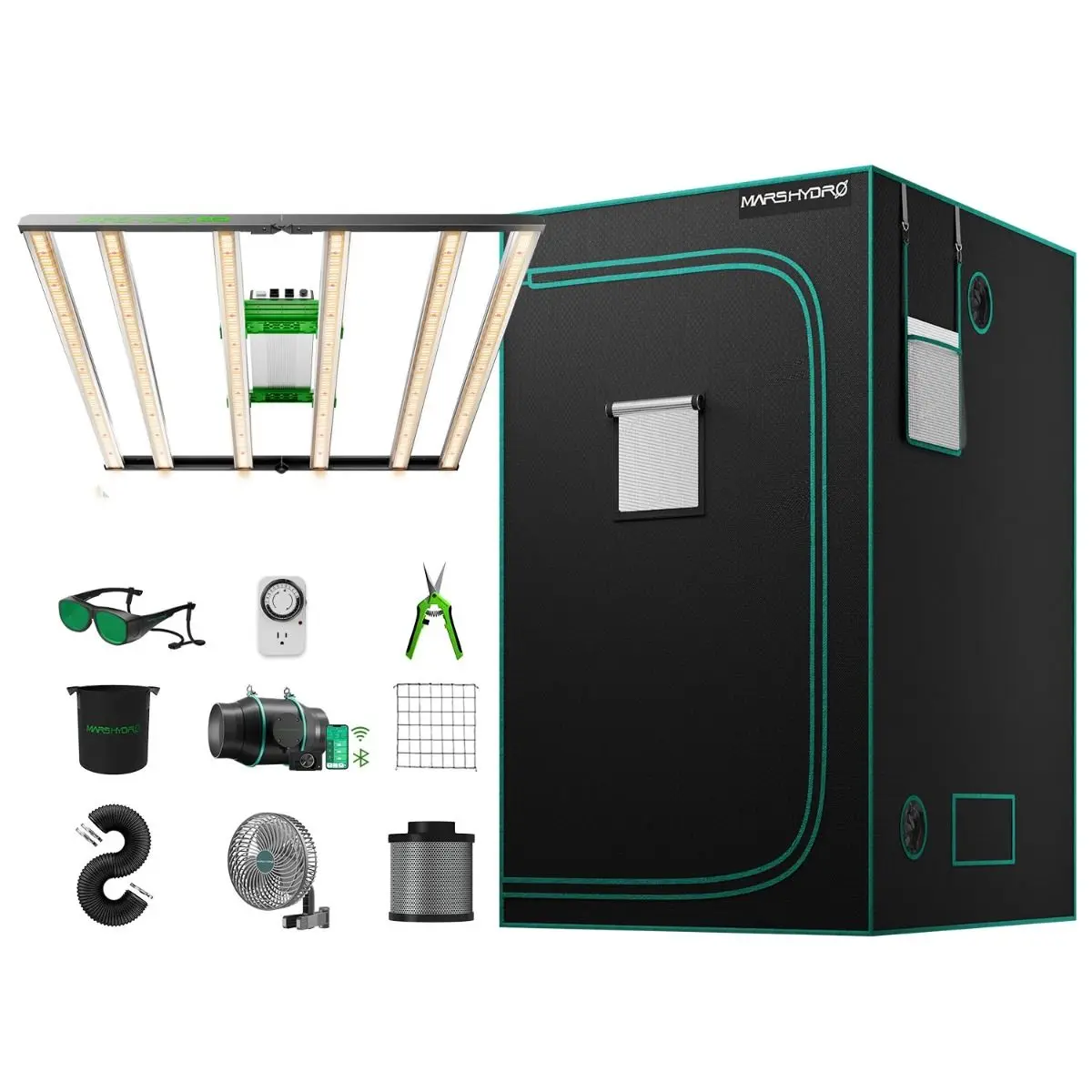 

Mars Hydro 480 Вт 4x4 фута 120x120 см FC4800 LM301H EVO Smart 6 дюймов IFresh встроенный вентилятор комплект для вентиляции большой рост Zelt полный комплект