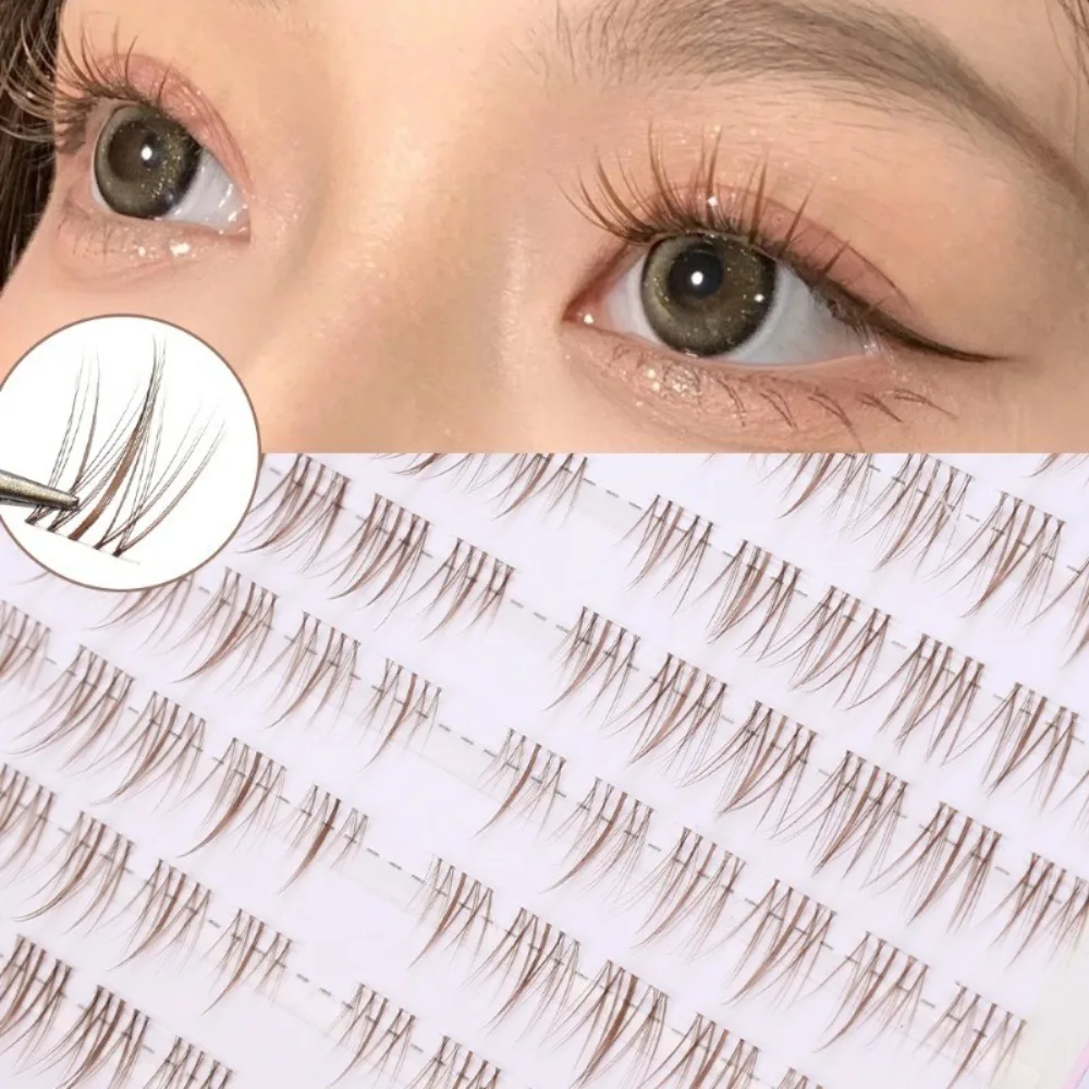 10Rows/Box Long Natural False Eyelashes Realistic and Natural Transparent Stem Clusters Lashes Convenient Comfortable To Wear