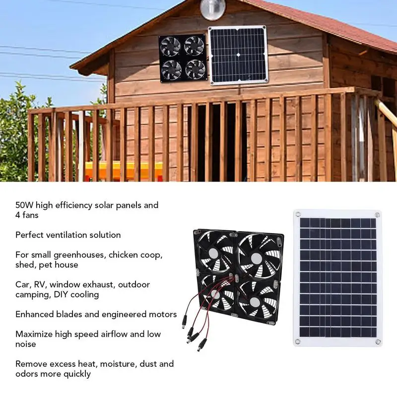 

Solar Powered Fan Chicken Coop Fan Solar Panel With 4 Exhaust Fans Attic Exhaust Fan Chicken Coop Fan Solar Ventilation Fan